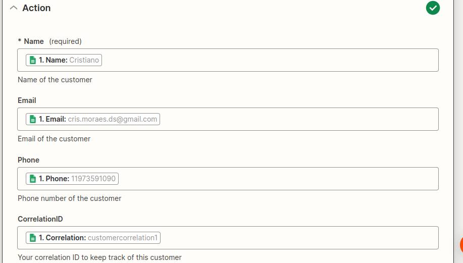 Configurando a action de criar um cliente